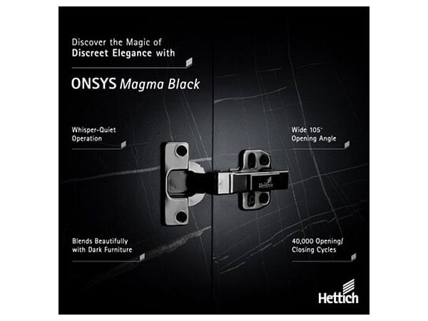 Hettich Launches Onsys Magma Black Hinge for Dark-Wood Furniture