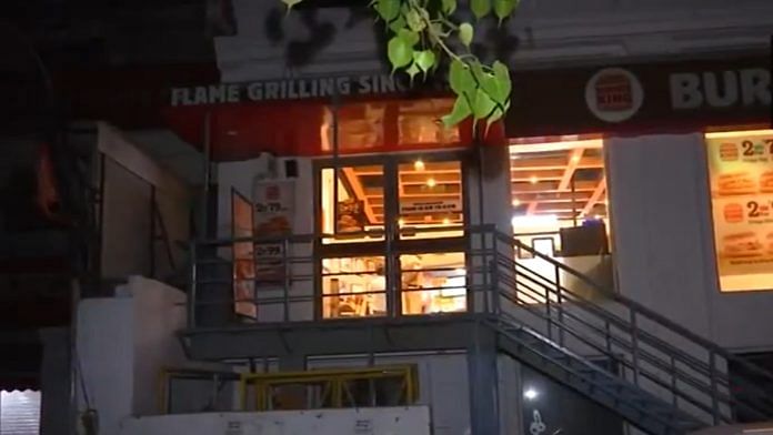 Burger King outlet in West Delhi's Rajouri Garden | Screengrab from ANI video