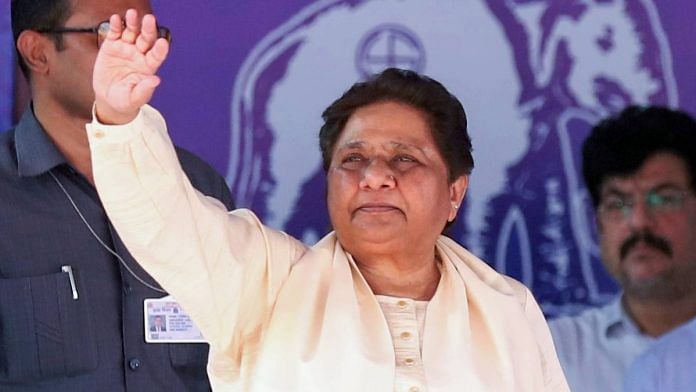 BSP supremo Mayawati at a public meeting for the 2024 Lok Sabha elections in Lucknow last month | Photo: ANI