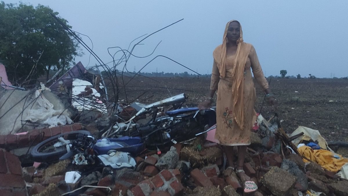 Sameena Qureshi showing mangled motorcycle | Iram Siddique | ThePrint