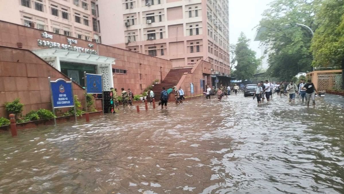 Waterlogging outside CGO Complex in New Delhi, Friday | By special arrangement