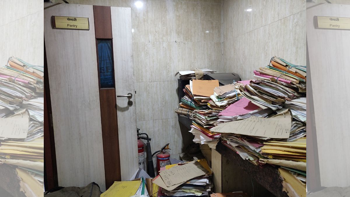 Case files stacked in the pantry at District Consumer Disputes Redressal Commission, Shalimar Bagh | Apoorva Mandhani | ThePrint