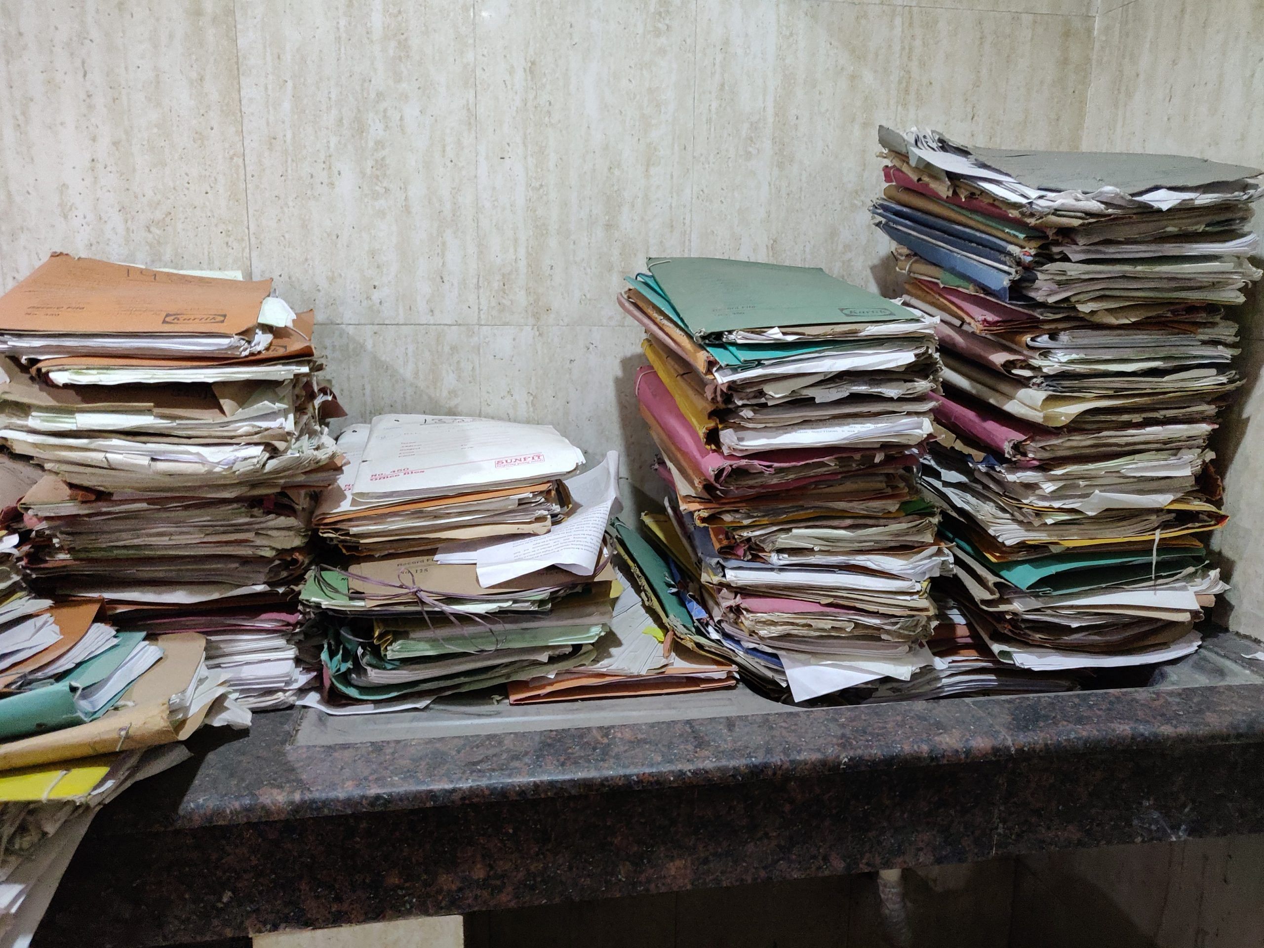 Case files on top of what is supposed to be a kitchen sink at the consumer forum in Shalimar Bagh | Apoorva Mandhani | ThePrint