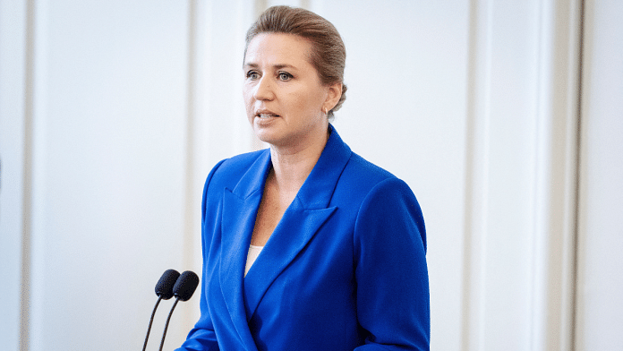 Denmark's Prime Minister Mette Frederiksen gives her Constitution Day speech during the Parliament's celebration of the Constitution in the Landsting Hall in Copenhagen, Denmark, June 5, 2024. Ritzau Scanpix/Mads Claus Rasmussen via REUTERS/File Photo