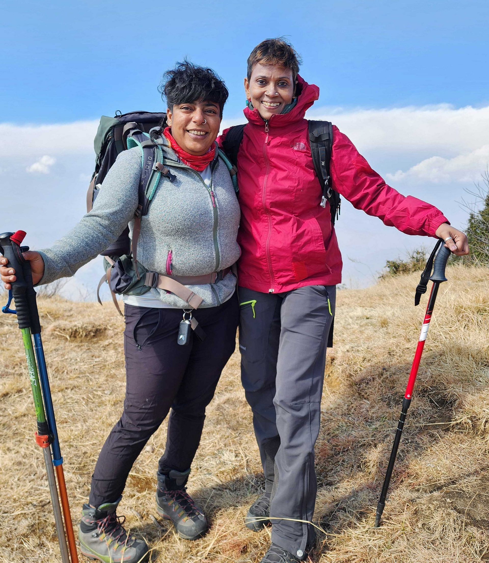 Anusha Subramanian (left) and Guneet Puri (right) conduct ‘inclusive treks’ together. They curate trips for persons with disabilities as well as hikes for older people. | By special arrangement