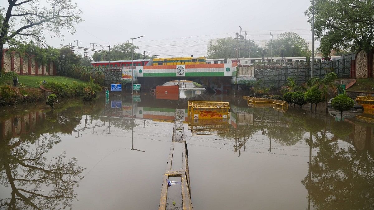 A truck submerged under Minto Bridge in New Delhi, Friday | Suraj Singh Bisht | ThePrint