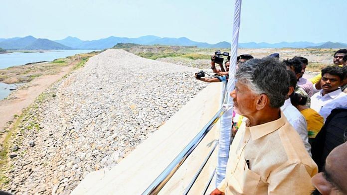 Andhra Pradesh Chief Minister Chandrababu Naidu at an on-site inspection of the Polavaram project | By special arrangement