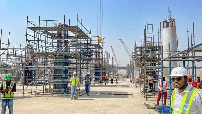 File photo: Construction of the Noida International Airport underway in Jewar | ANI