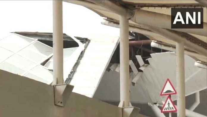 A visual of the collapsed roof sheet | Screengrab from X/@ANI