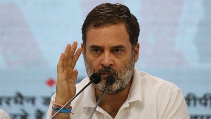Congress leader Rahul Gandhi addresses the Press conference on the issue of NEET and UGC-NET paper leak on Thursday | Suraj Singh Bisht | ThePrint