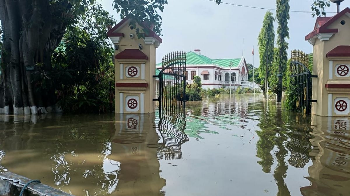 A view of a flooded Raj Bhavan in Imphal | Photo by Noren Ningombam