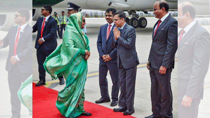 Bangladesh's Prime Minister Sheikh Hasina arrives in New Delhi, Saturday, 8 June ,2024 | Credit: PTI