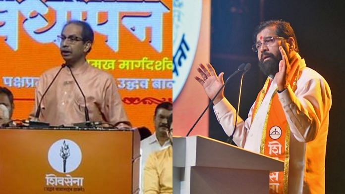 The two factions, led by Uddhav Thackeray and Eknath Shinde, celebrated Shiv Sena's foundation day Wednesday at separate events | X, ANI