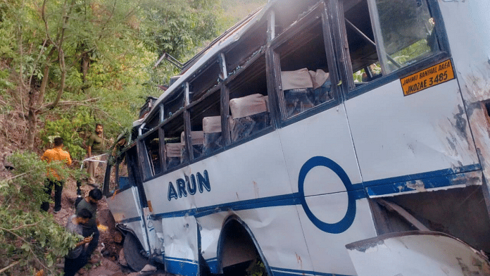 The bus plunged into a gorge after an ambush by terrorists in Reasi district of Jammu and Kashmir | PTI