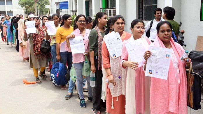 Aspirants in queue at exam centre to appear for UGC-NET in Patna, Tuesday | Representational image | ANI