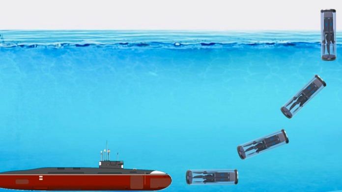 A pictorial representation of how the underwater-launched, unmanned aerial vehicle will work | By special arrangement | ThePrint