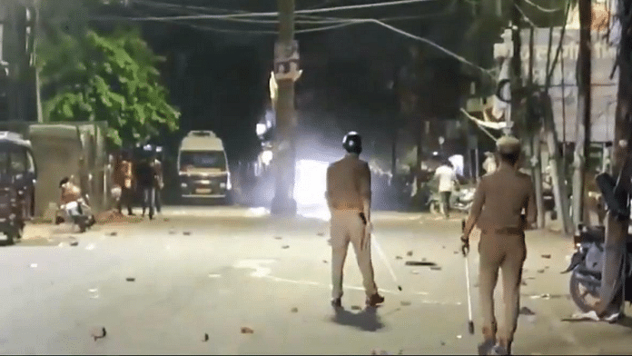 Police at the spot where the violence broke out in UP's Firozabad | By special arrangement
