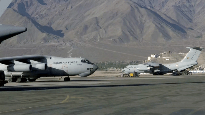 File photo of IAF's transport aircraft at Leh airport | ANI