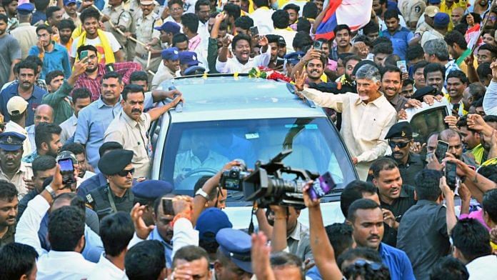 Chandrababu Naidu greeted by supporters after his party TDP swept Andhra Pradesh | ANI