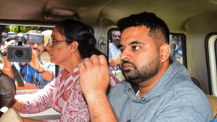 MP Prajwal Revanna being taken to a hospital for medical examination under tight security in Bengaluru, Friday, May 31 | PTI