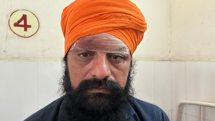 An injured Sukhwindar Singh at Kaithal civil hospital | Bismee Taskin | ThePrint