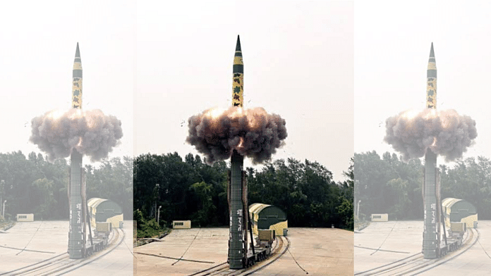 File photo of nuclear-capable ballistic missile Agni 5 | ANI