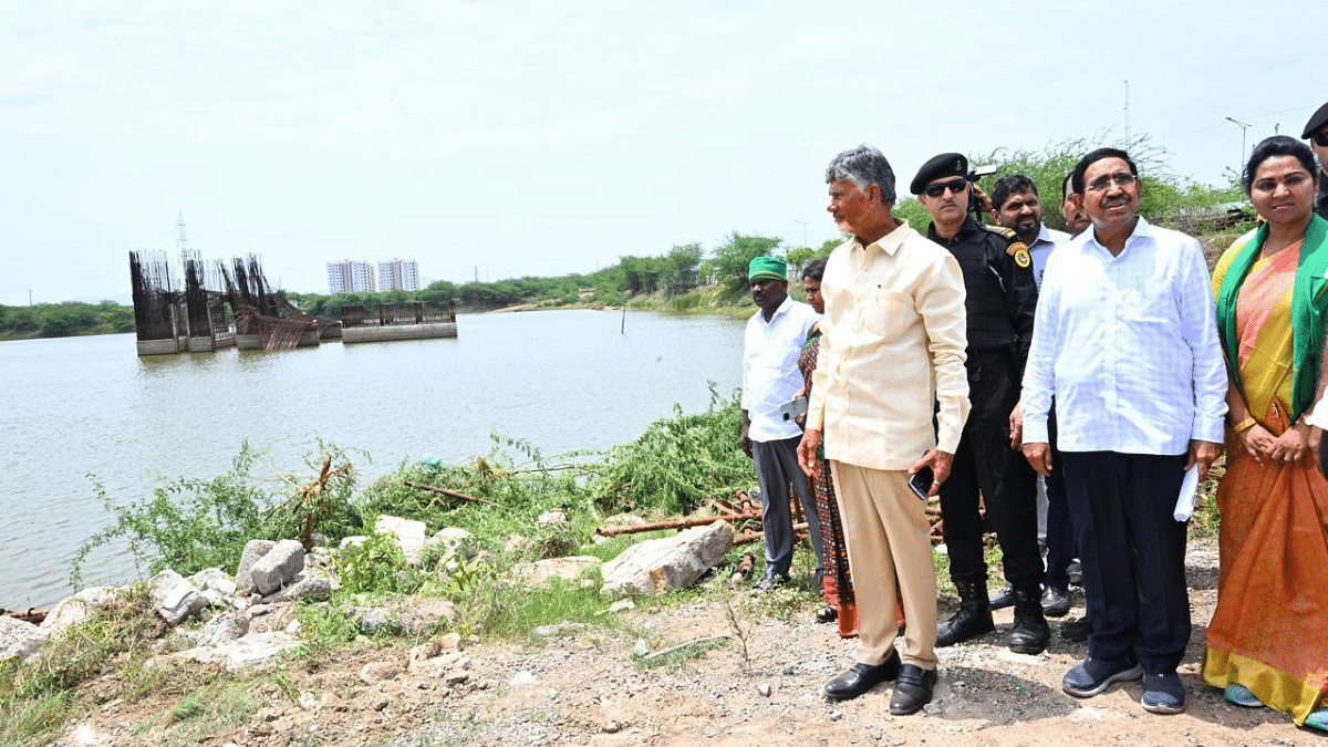 Andhra Pradesh CM N. Chandrababu Naidu toured Thursday in seed capital area to take stock of the projects | By Special Arrangement