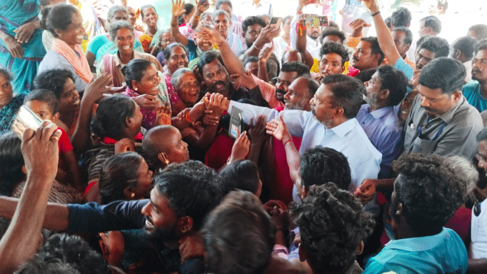 VCK president Thol Thirumavalavan meets families of hooch victims in Tamil Nadu's Kallakurichi | Pic credit: X/@thirumaofficial