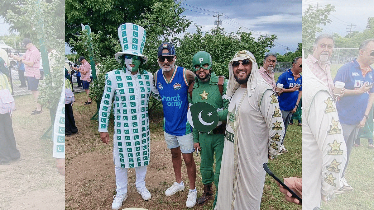 Bharat Army founder Rakesh Patel with Pakistan cricket fans during one of his travels across globe | Pic credit: LinkedIn/Rakesh Patel