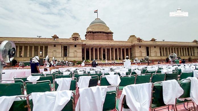 A view of the ongoing preparations of the swearing-in ceremony of the Prime Minister and other Members of the Union Council of Ministers, at Rashtrapati Bhavan | representational image | ANI