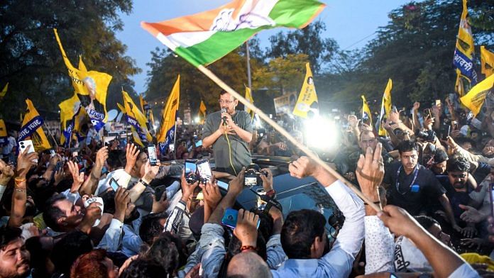 Delhi Chief Minister Arvind Kejriwal addressing AAP party workers when he was released from Tihar Jail the first time. | ANI