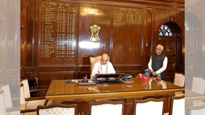 Amit Shah takes charge as Home Minister at the Ministry of Home Affairs in New Delhi on Tuesday | ANI