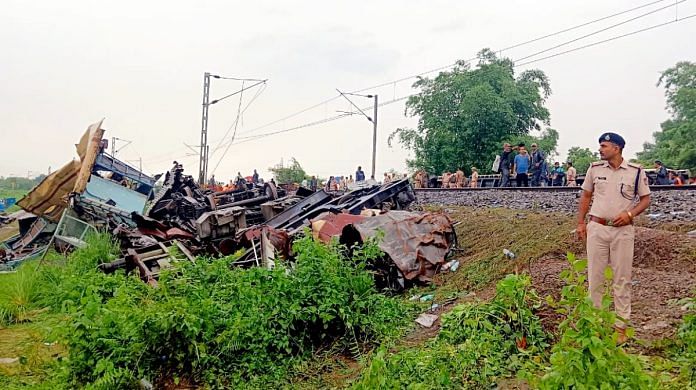 View of the accident site a day after the collision between the Kanchanjunga Express and a goods train, near Rangapani railway station, Tuesday, June 18, 2024. At least 15 people were killed and 60 others injured in the accident | PTI