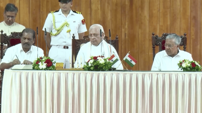 O.R. Kelu sworn in as minister | Credit: Screengrab from Facebook/@keralainformation