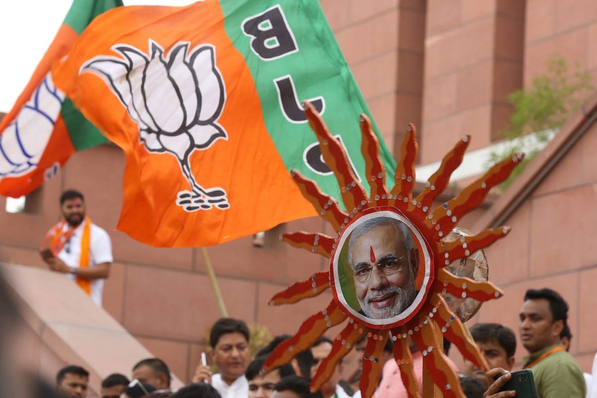 Celebrations at BJP office | Suraj Singh Bisht | ThePrint