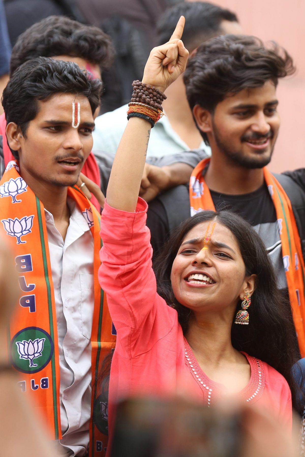 Party workers celebrating at BJP office | Suraj Singh Bisht | ThePrint