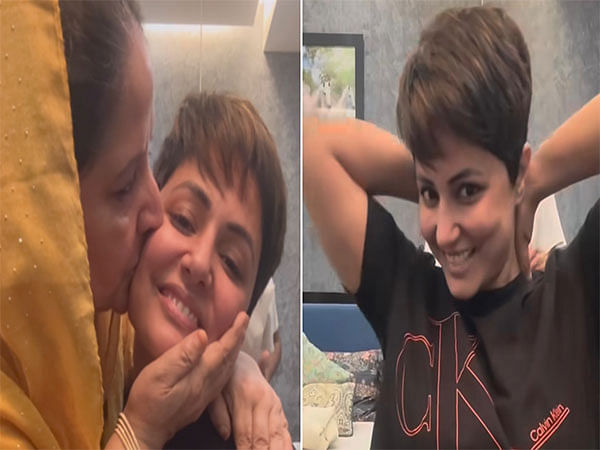 Hina Khan's mom turns emotional as actor chops off hair , amid cancer treatment