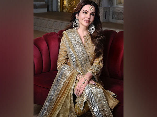 Nita Ambani exudes elegance in golden embroidered suit at Anant-Radhika's haldi ceremony