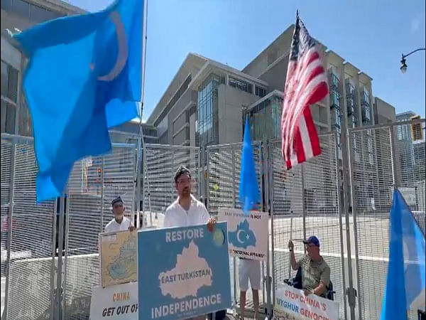 Protests erupt on sidelines of NATO Summit, urging to stop Chinese imperialism in Xinjiang region