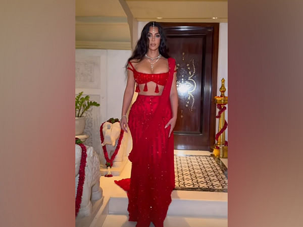 Anant-Radhika wedding: Kim Kardashian turns desi girl in ravishing red saree