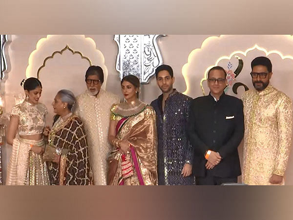 Amitabh Bachchan, Jaya, Abhishek pose together in fam-jam pic at Anant-Radhika wedding