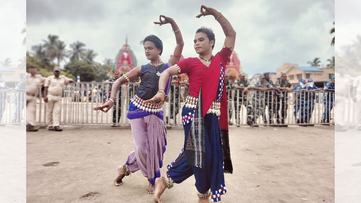 Dancers pose during celebrations for the return of the rath yatra to Jagannath Temple | Photo: Shubhangi Misra, ThePrint