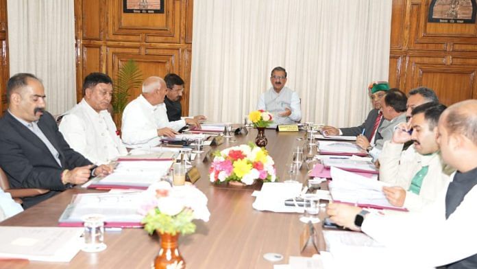 Himachal Pradesh Chief Minister Sukhvinder Singh Sukhu chairing the cabinet meeting | X: @SukhuSukhvinder