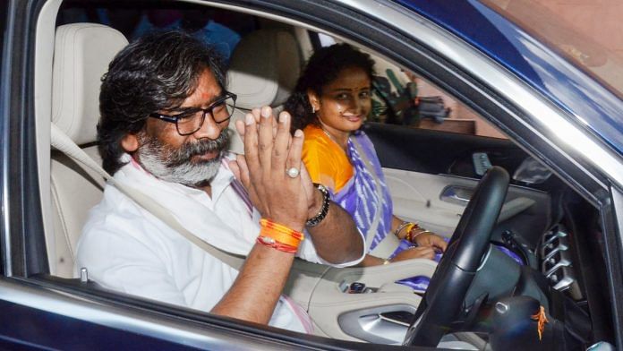 Jharkhand Chief Minister Hemant Soren along with his wife Kalpana Soren leaves after winning the floor test during a special session of the Jharkhand Legislative Assembly, in Ranchi, Monday, July 8, 2024 | PTI