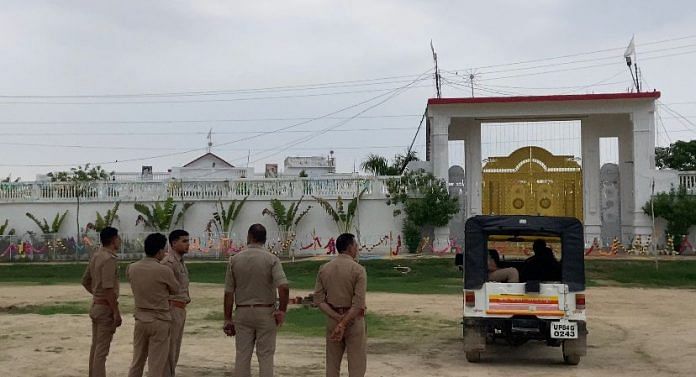 Police personnel deployed outside Bhole Baba's ashram in Mainpuri | Shubhangi Misra | ThePrint