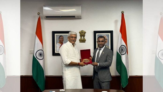 Maldives Tourism Minister Ibrahim Faisal with Indian Tourism Minister Gajendra Singh Shekhawat | Photo: X, @ifaisalofficial