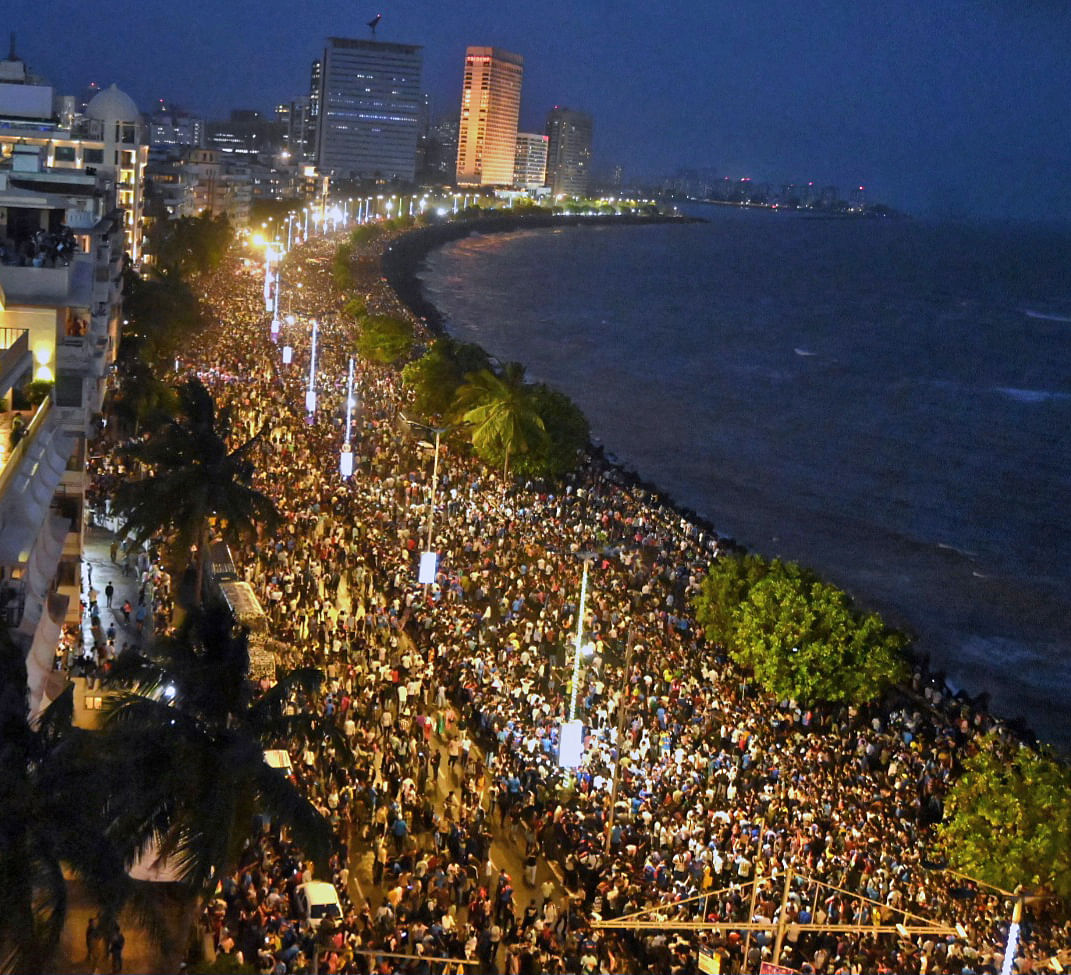 Supporters at Marine Drive for victory parade, Thursday | ANI