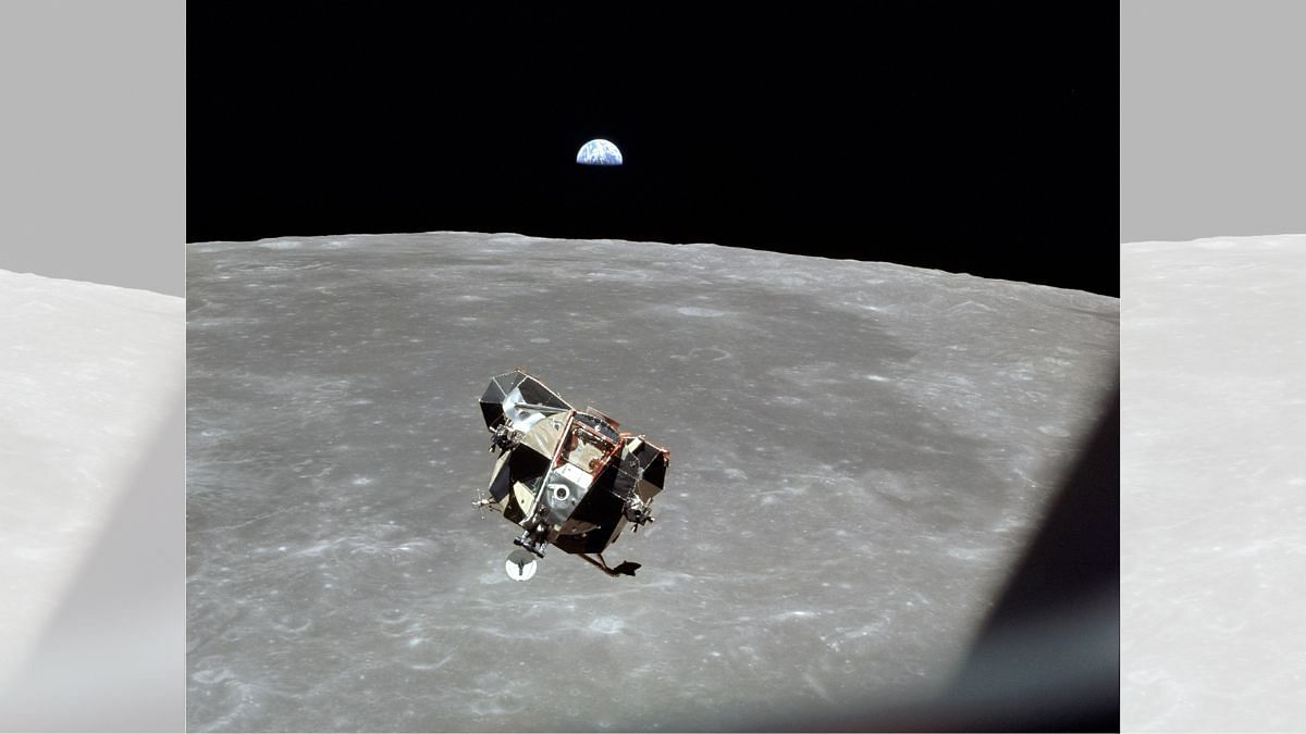 A view of the Apollo 11 lunar module Eagle as it returned from the surface of the moon to dock with the command module Columbia | Photo: Wikimedia Commons