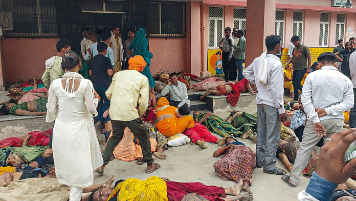 Victims outside the Trauma Centre after a stampede broke out at a religious gathering, in Hathras district, Tuesday, 2 July, 2024 | PTI