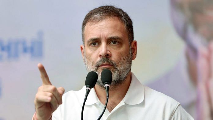 Leader of Opposition in Lok Sabha and Congress leader Rahul Gandhi addresses the party workers, at State Congress office, in Ahmedabad on Saturday, 6 July, 2024 | ANI